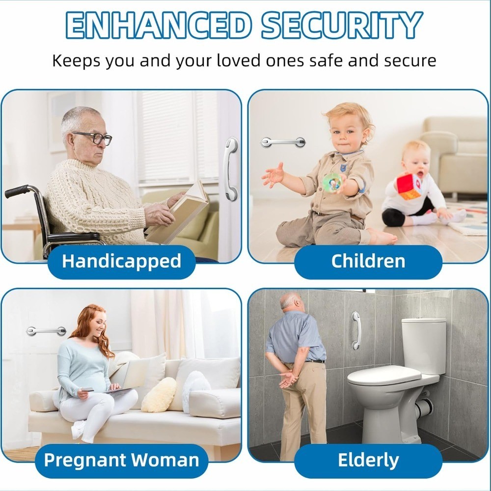Strong Suction Shower Grab Bar 17inch, Bathroom Support Handle Elderly (2Pack)