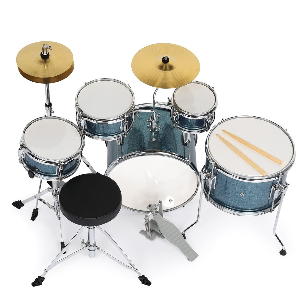 Child Drum Sets-5-Piece,14 inch Full Size with Adjustable Throne,Bench,Drumstick