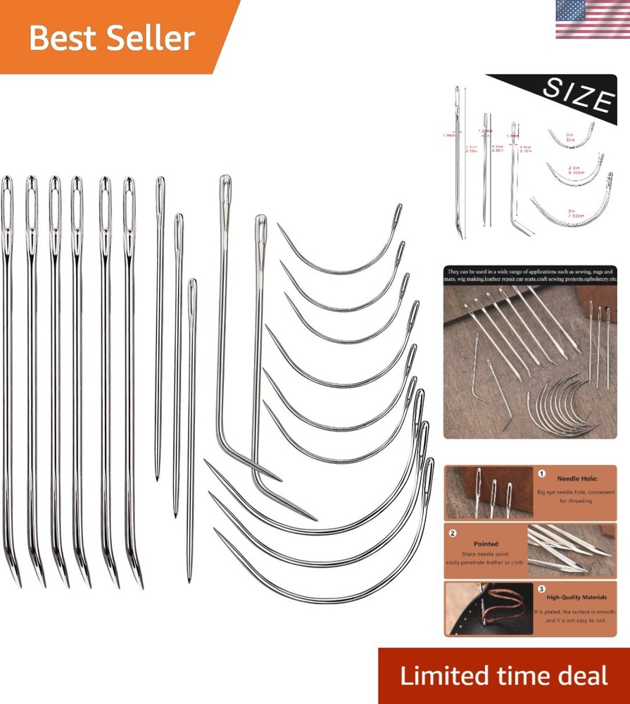 Versatile 20-Pcs Needle Collection: Curved, Sack, & Hand for All Sewing Needs