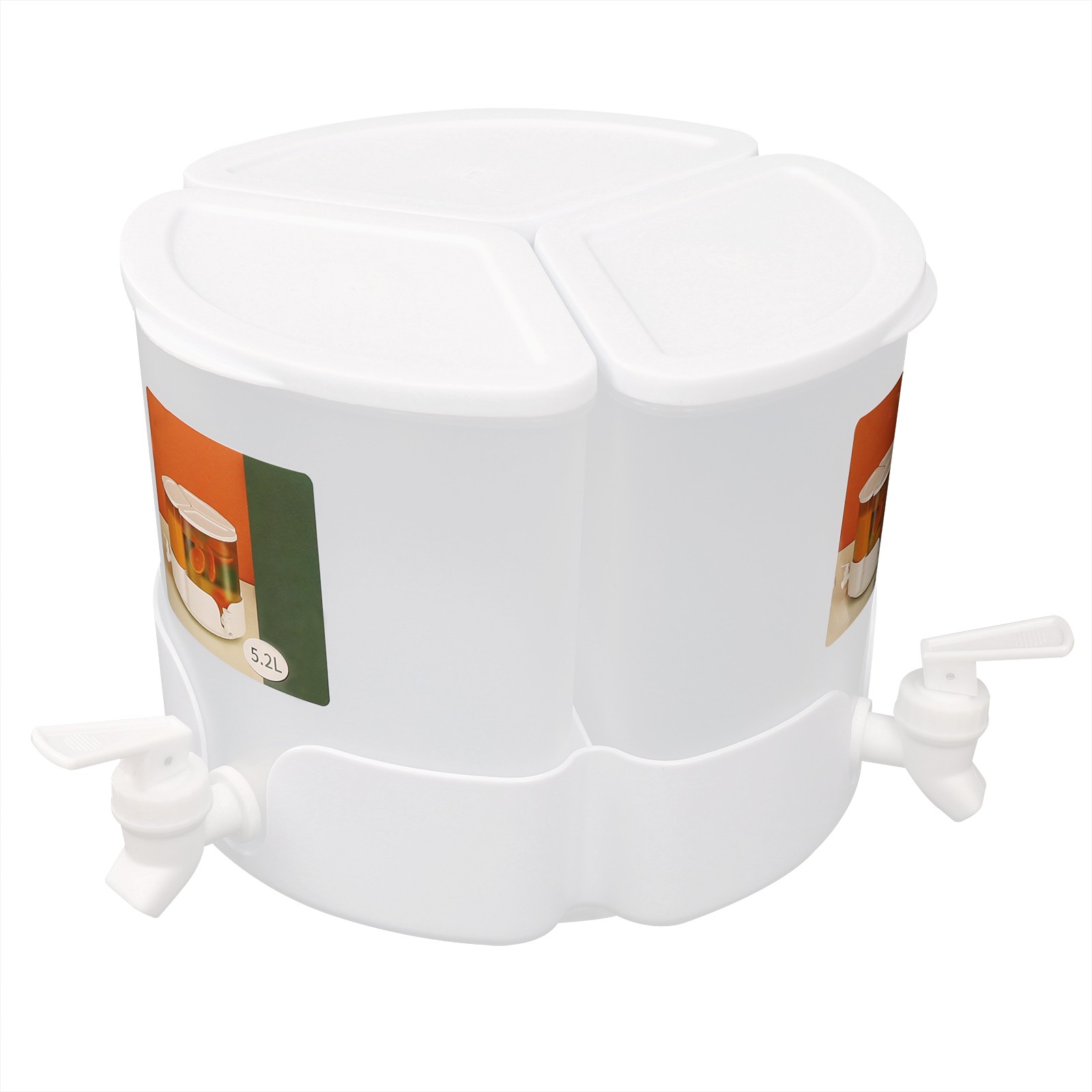 5.2L Juice/Drink Dispenser 3-in-1 Beverage Dispenser W/ 3* Faucet, 360° Rotation