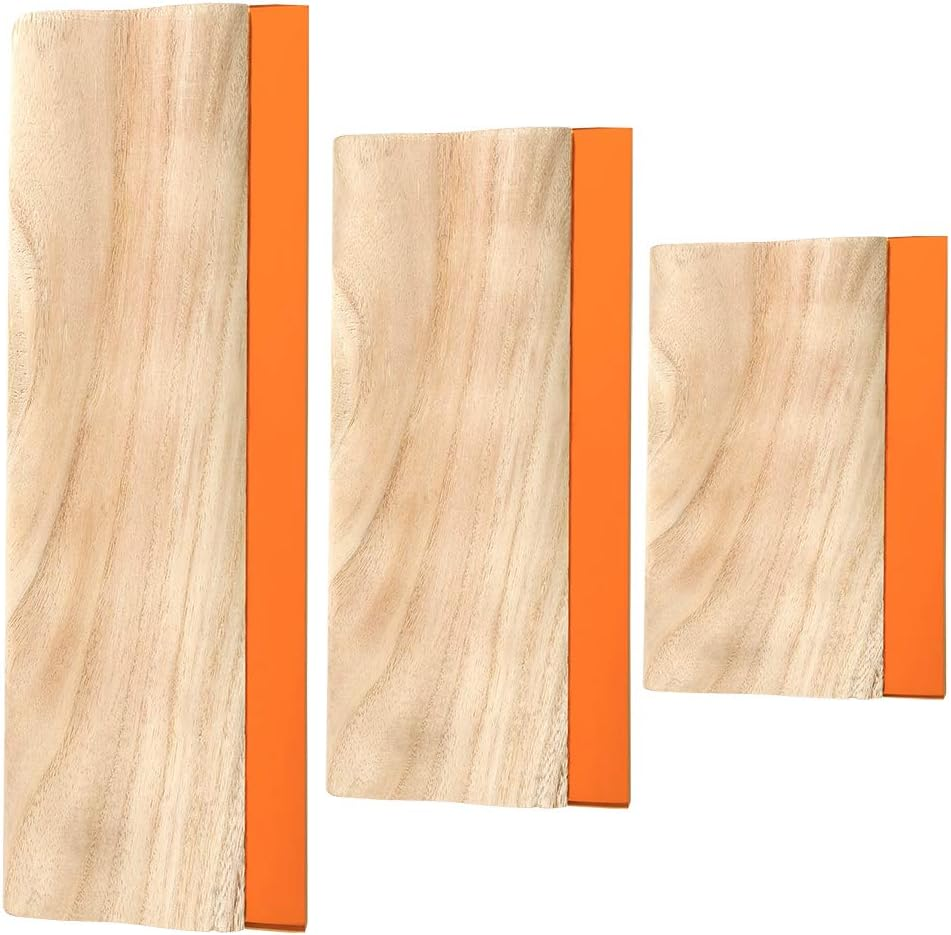 3 Pieces 3 Sizes Screen Printing Squeegee, 75 Durometer Wooden Ink Scraper for S