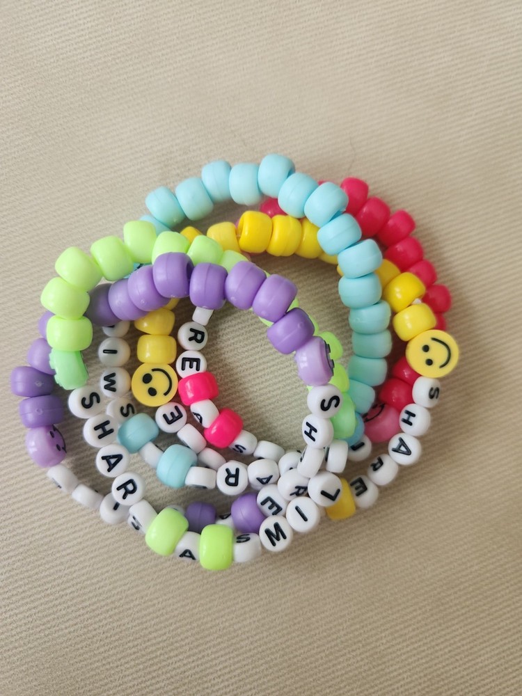 5 kandi pony bead bracelets handmade share a smile