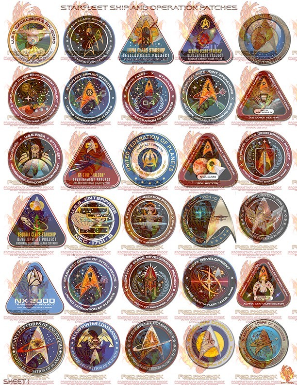 Multi-Scale Starfleet Badge Waterslide Decal Set