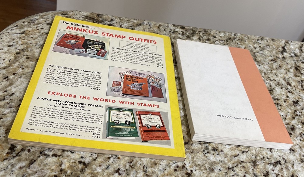 Minkus A Guide to Stamp Collecting 1962 book + 1847 /1963 postage stamps of US