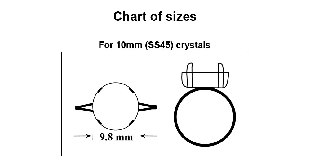 Brass Adjustable Ring Bases for Chaton Shape Round Crystals 10mm