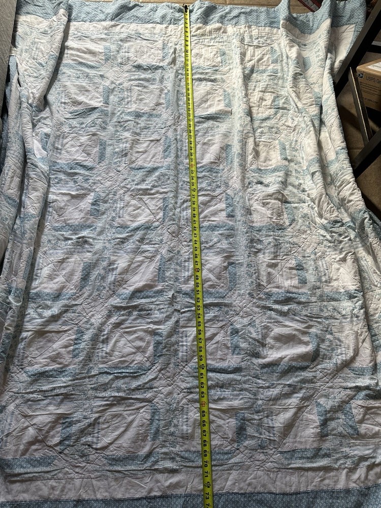 Cutters Handmade patchwork quilt with blue and white fabrics