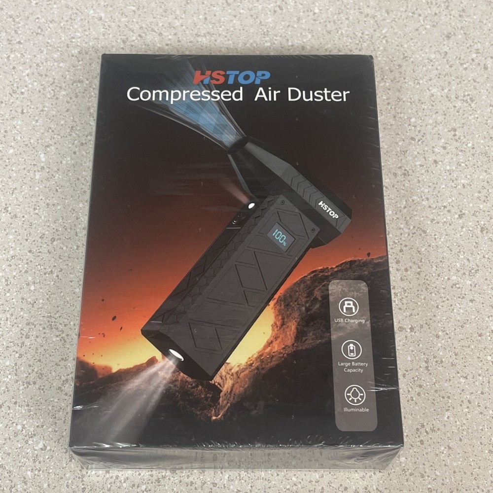 HSTOP Compressed Air Blower Duster Turbo Fan with Flashlight