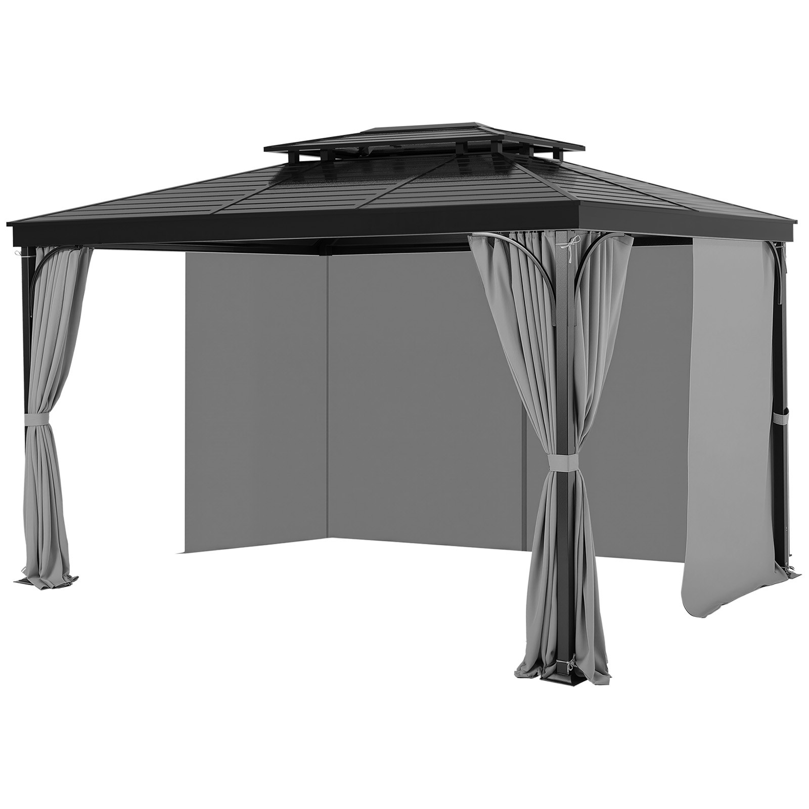 Gazebo Privacy Curtain 10' x 10' x 6.9' Waterproof Gazebo Curtains Gray