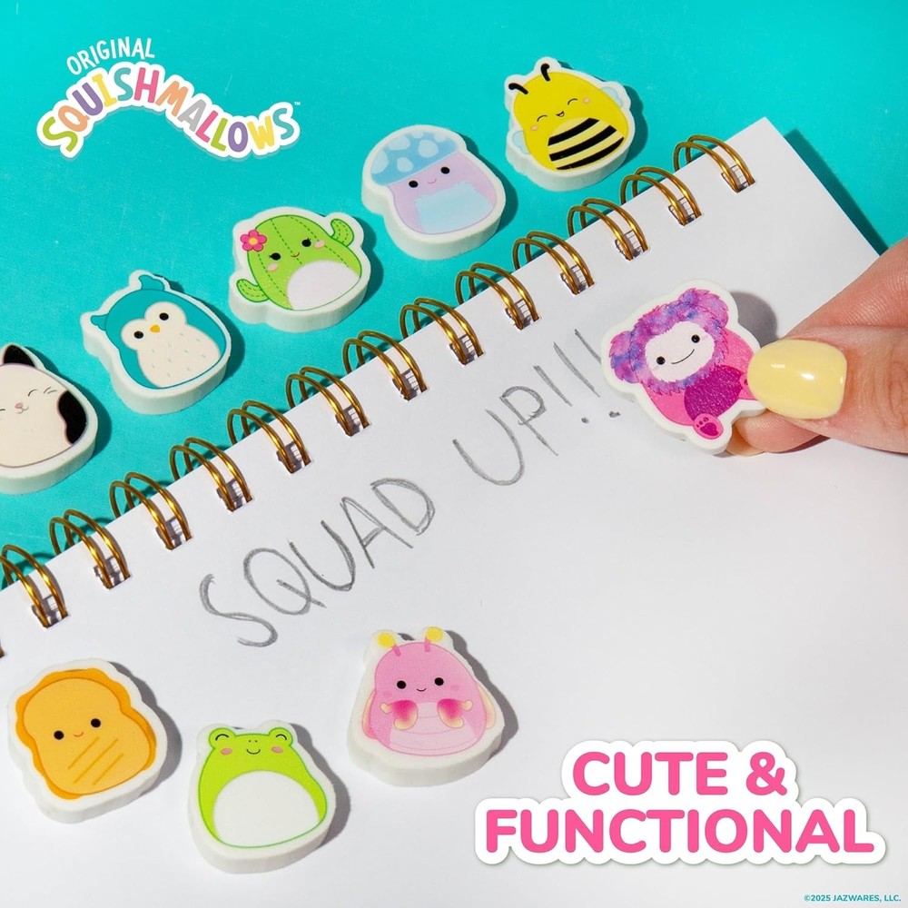 Original Squishmallows Mini Eraser Set, 25 Small Erasers, Multi