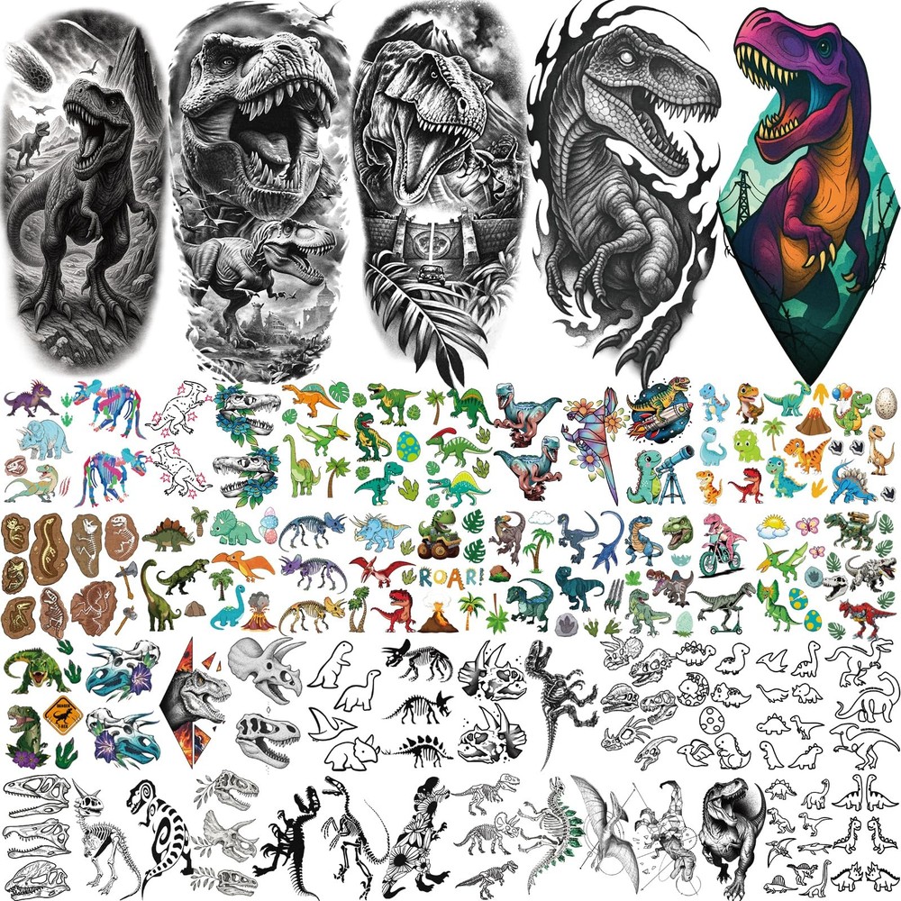 77 Sheets Dinosaur Temporary Tattoos for Kids Large, 77