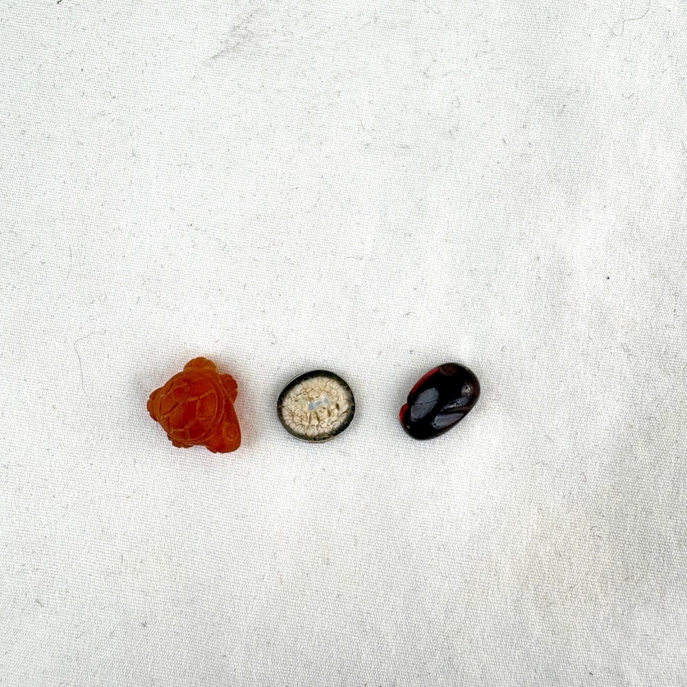 3 Ancient Bactrian Agate Carnelian Garnet Cabochon
