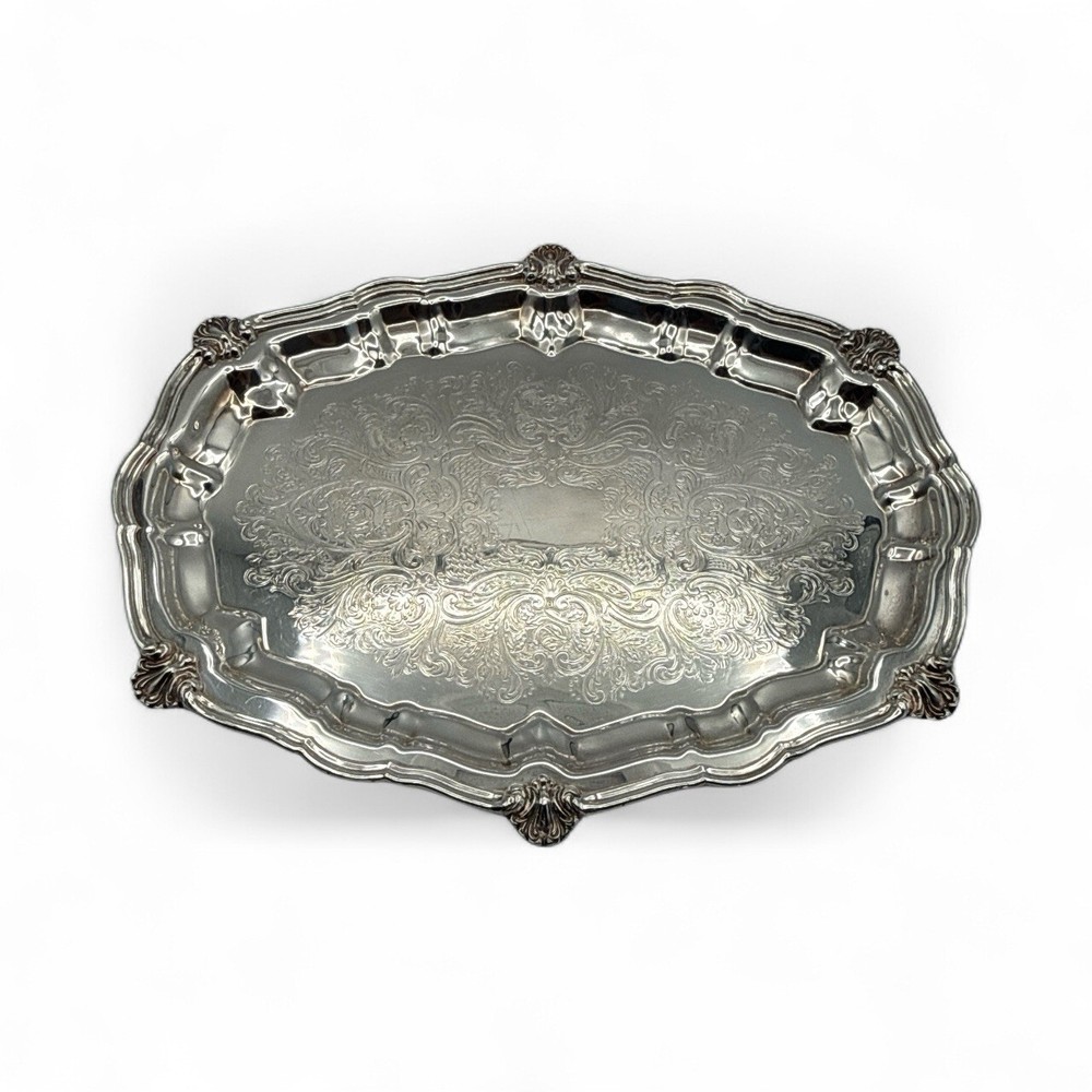 Blackington Silver Plated Oval Serving Tray Footed