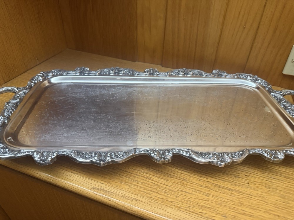 Poole Silverplate On Copper Old English Serving Footed Rectangular Tray 5031.