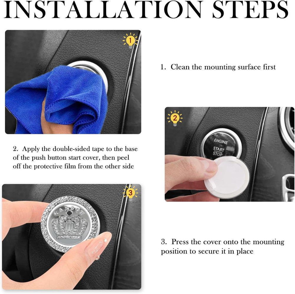 Bling Push Start Button Cover Decoration Ring,Stylish Car Push Start Button Cove