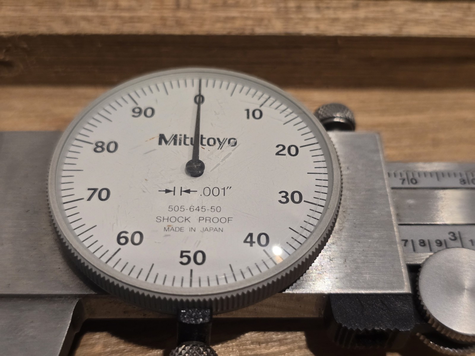 MITUTOYO 12 Inch DIAL CALIPER NO 505-645-50 w/ Wood CASE