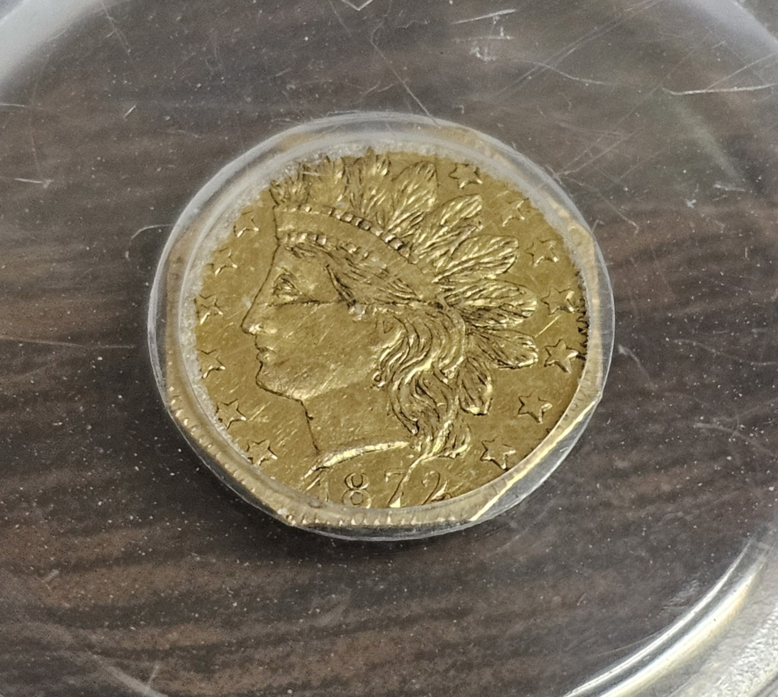 PCGS AU Det 1872 California Fractional Gold Octagonal Liberty Head BG-791 G25C