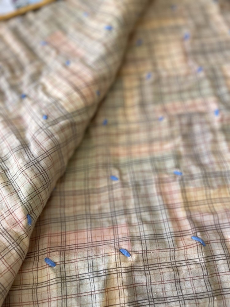 Vintage 70s Handmade Patchwork Quilt Blanket 68x40