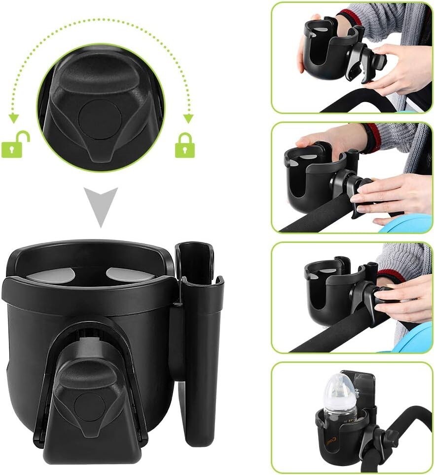 Adjustable Walker Cup Holder with Phone Holder - Perfect for Mobility Scooters