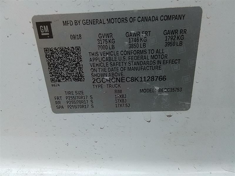 2018-2019 Chevy Silverado Dash Mounted 7" Display Screen Opt IOB