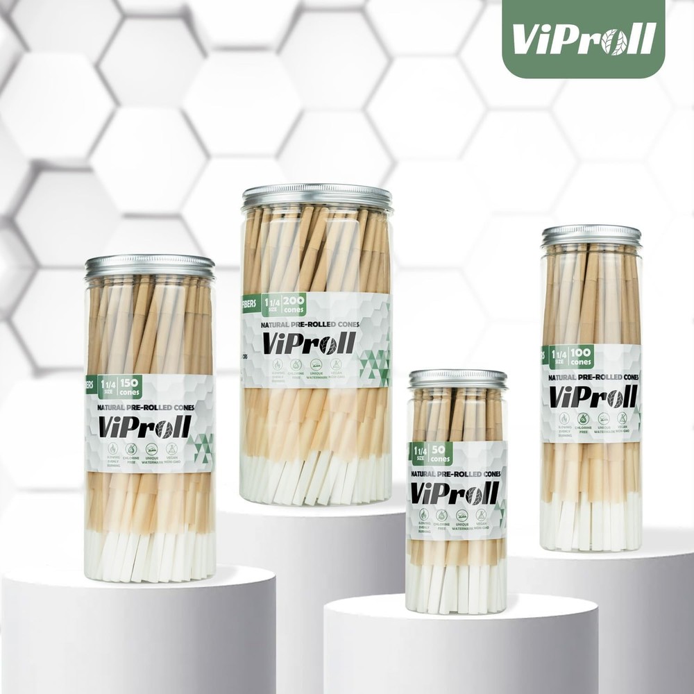 Pre Rolled Cones 1 1/4 Size 50 Pack, Natural Unbleached Rolling 50 Count