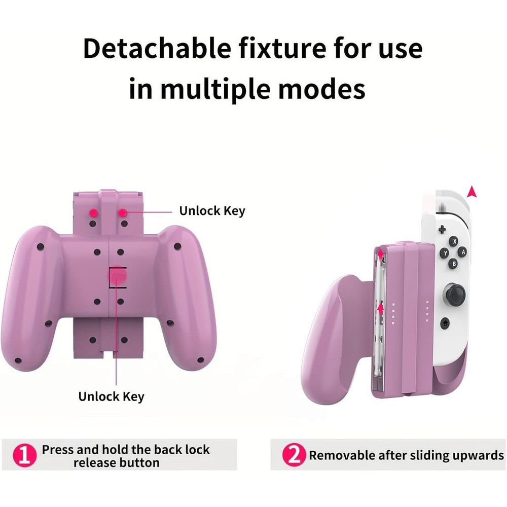 Purple Ergonomic Controller Handle Comfort Grip for Switch Joy Con Controller