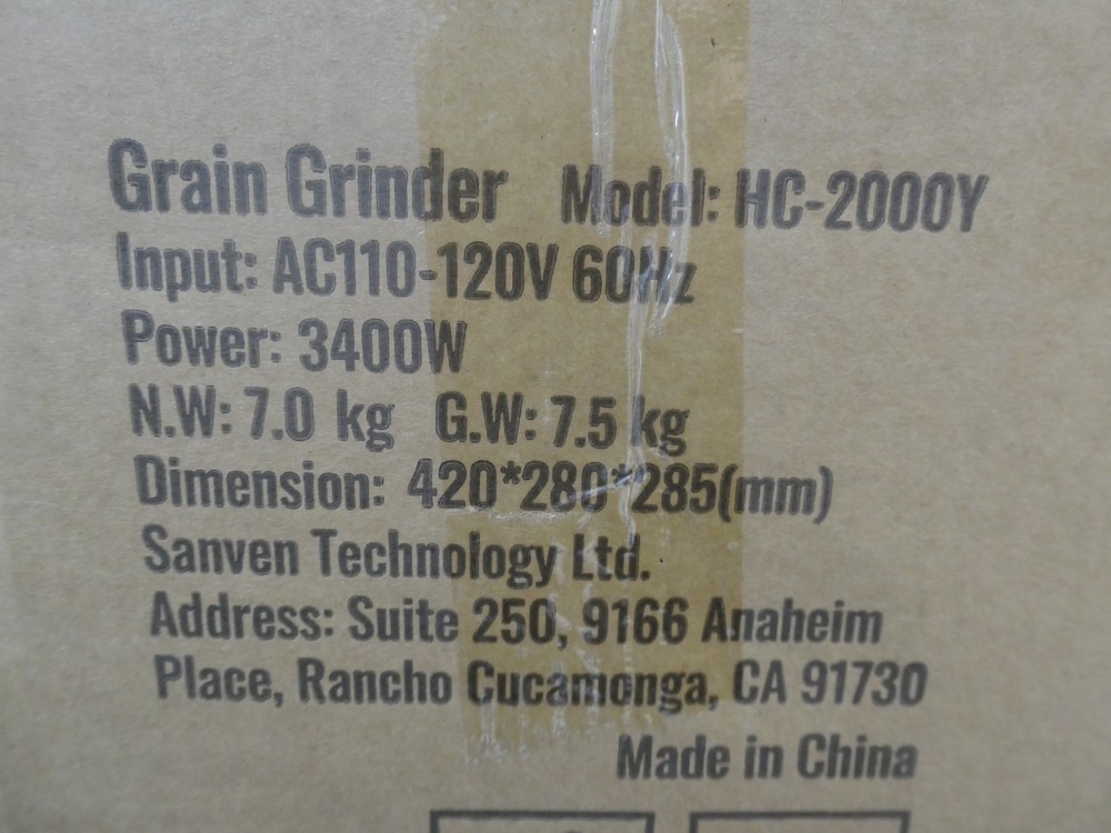 Electric Grain Mill Grinder HC2000 3400W NOB