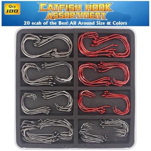 Catfish Hook Set Offset Octopus Circle & Catfish Hook Set -100 Pack Assorted