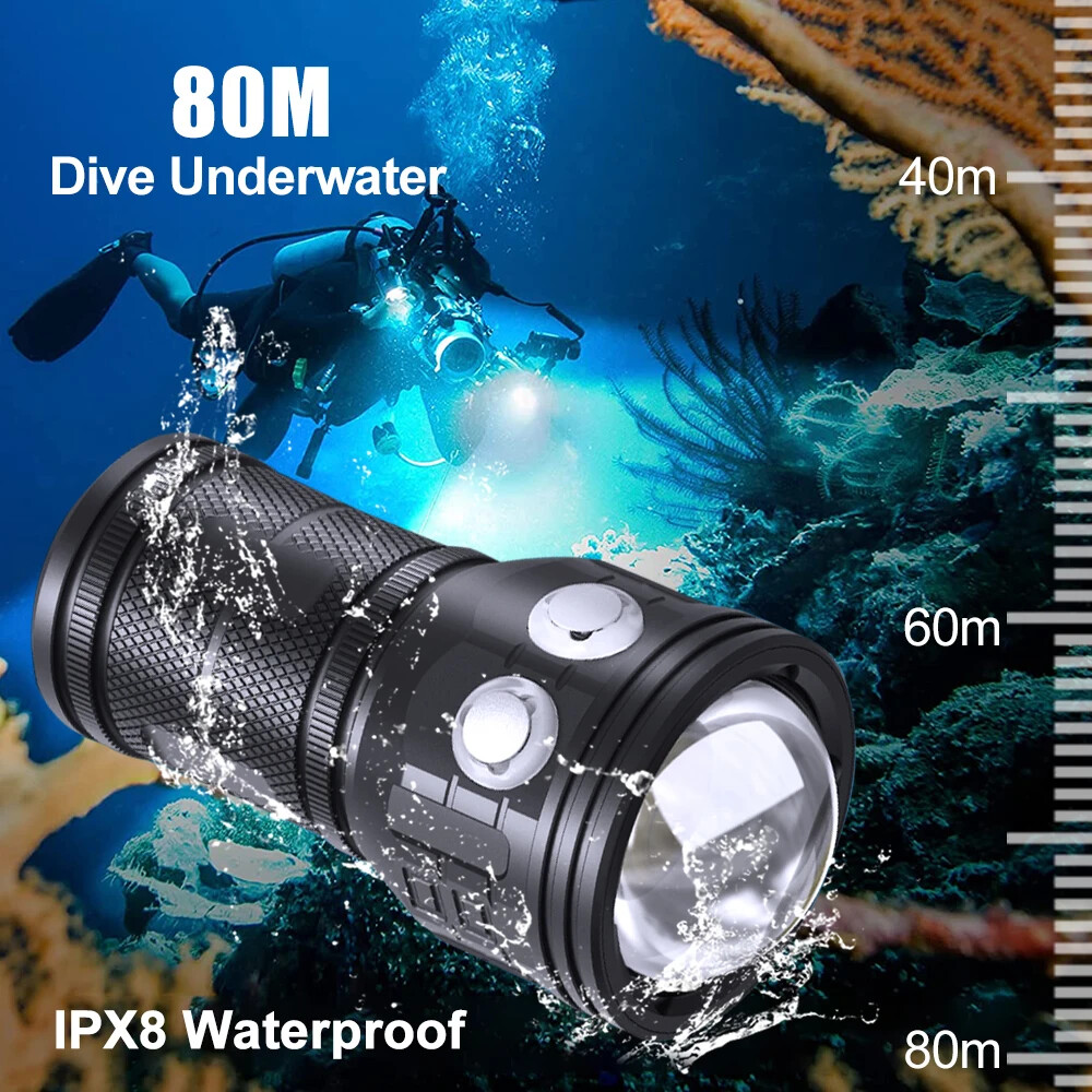Red/Blue/White/UV Light Diving Flashlight Underwater Lighting LED Diving Torch