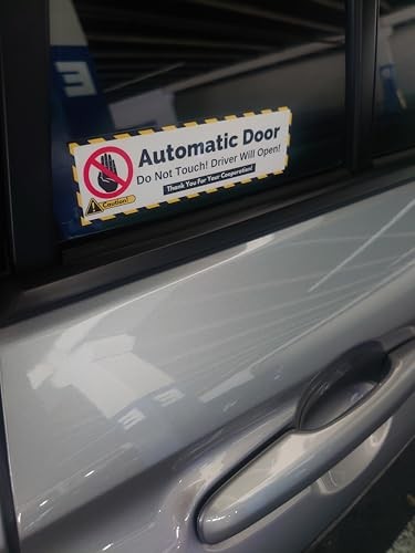 Caution Automatic Door, Do Not Open Warning Vinyl Signs for Vehicles, 10 Pack