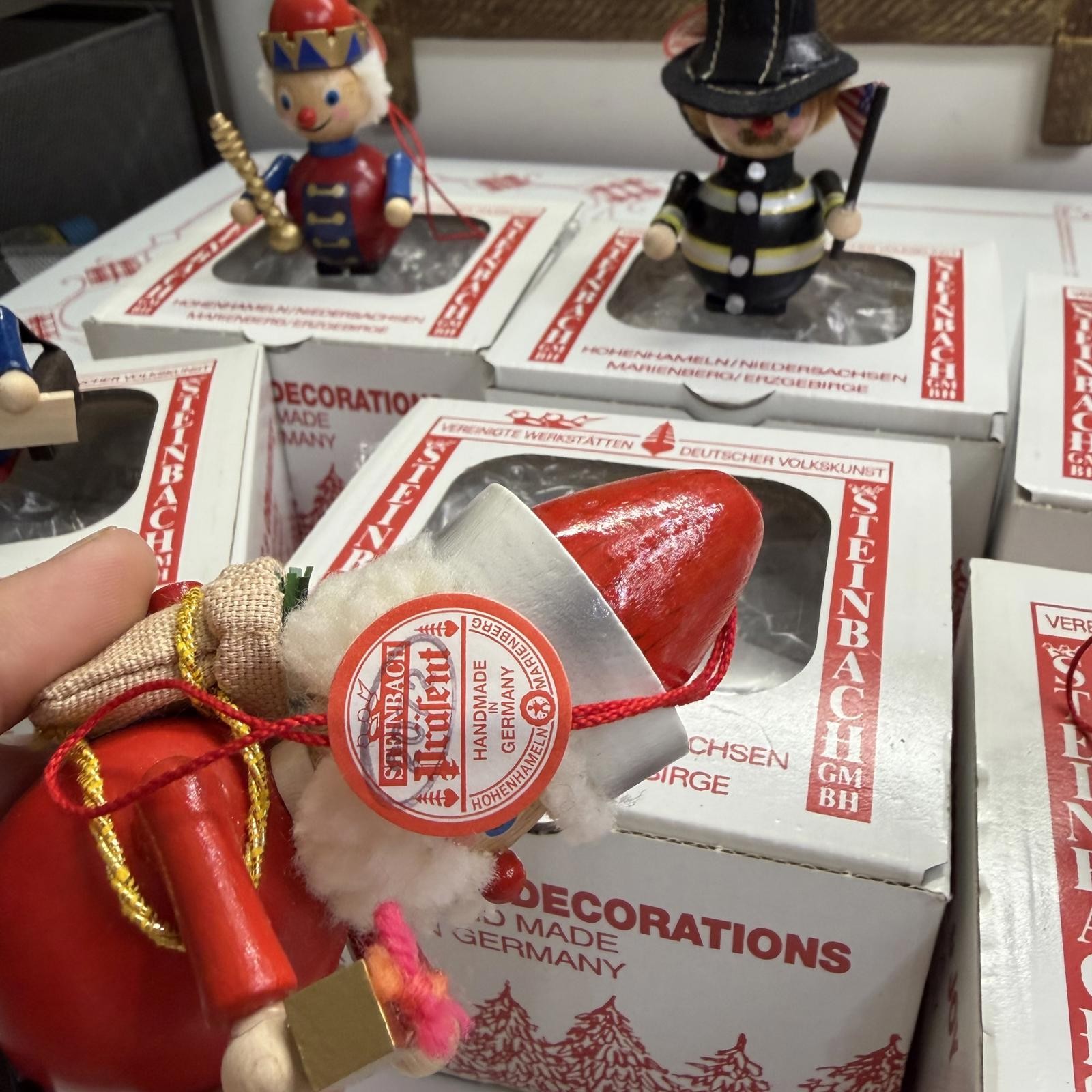 Steinbach Germany Vintage Wooden Ornament Set of 6 Used