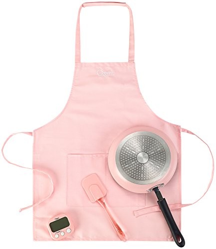 Kids Junior Chef Cooking Essentials Set, 9.5" Pink Cookware