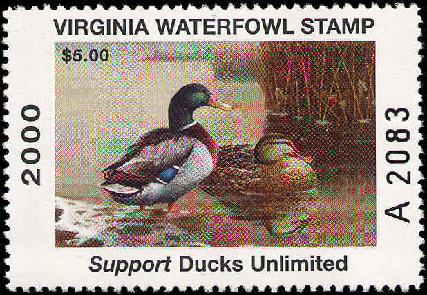 VIRGINIA #13 2000 "A" PREFIX  STATE DUCK MALLARDS by Tim Donovan