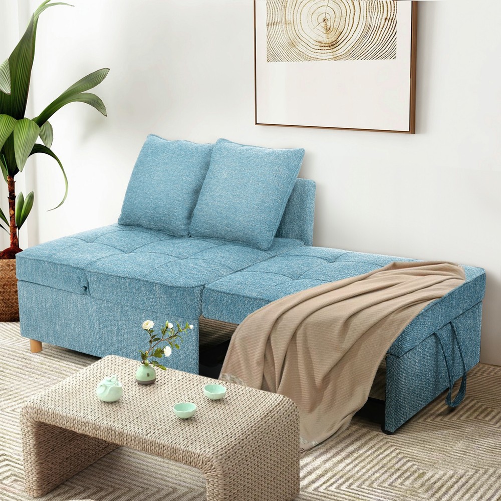 4-in-1 Folding Ottoman Sofa Bed, Convertible Chair Multi-Function Sleeper Sofa:】