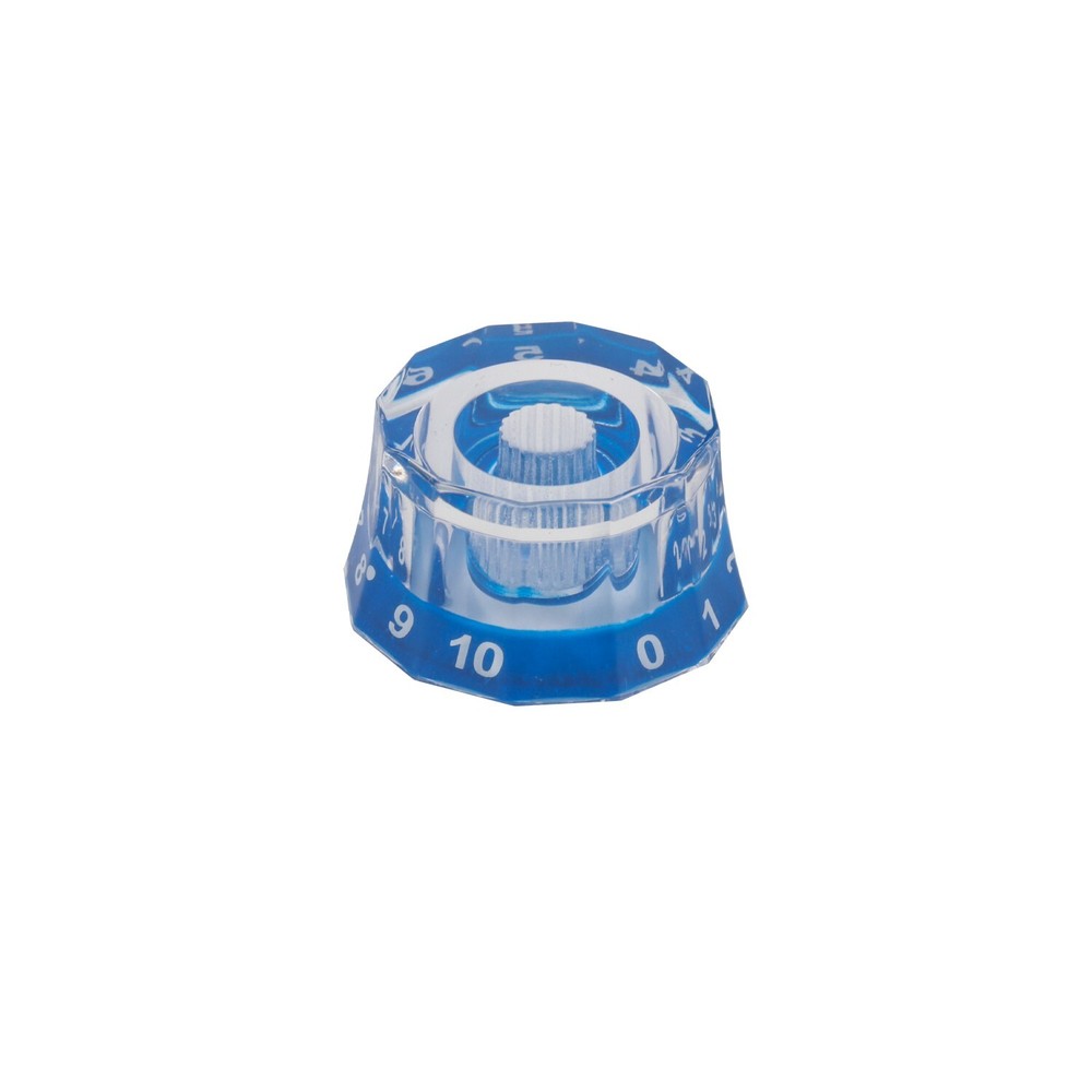 2x 12 Edge Blue Acrylic Bass Guitar Knobs Transparent Volume Tone Control Knobs