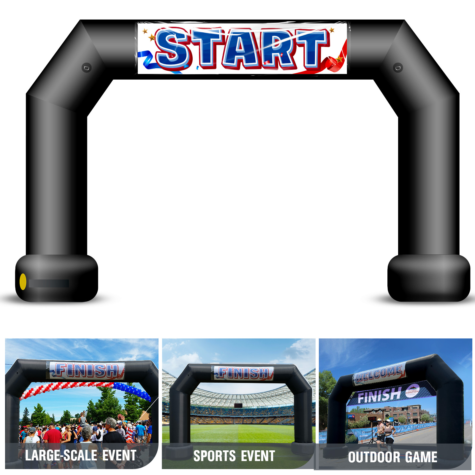 20Ft Inflatable Event Arch with built-in blower - Black
