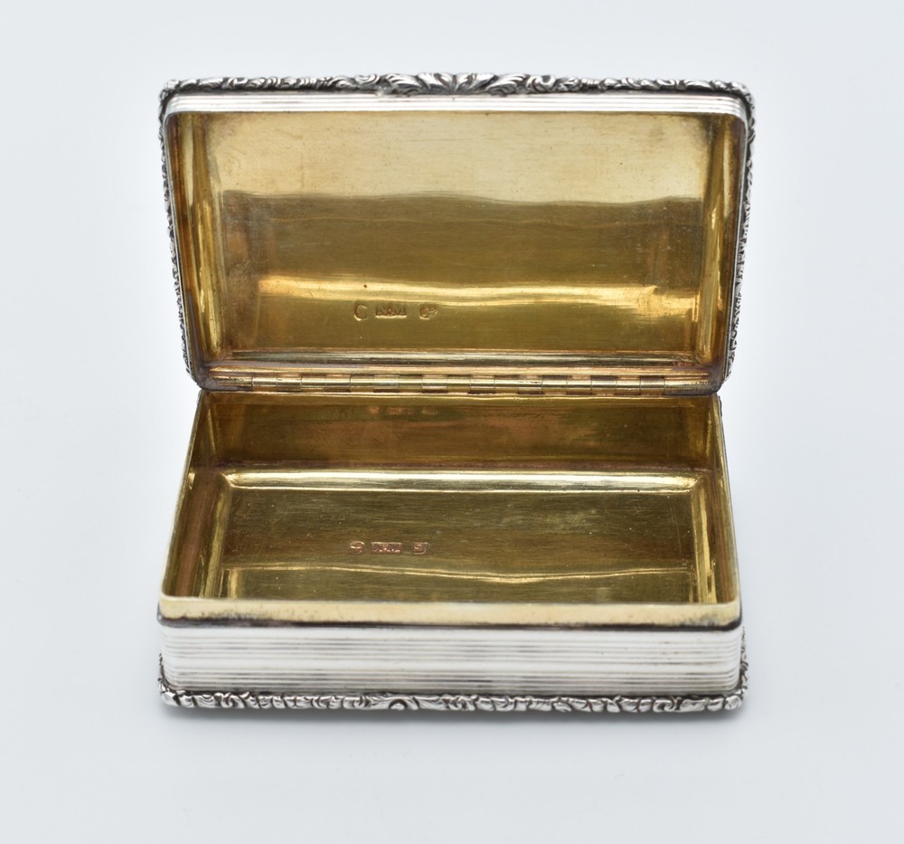 Antique Nathaniel Mills Solid Silver Snuff Box Table Snuff Trinket Box 1837