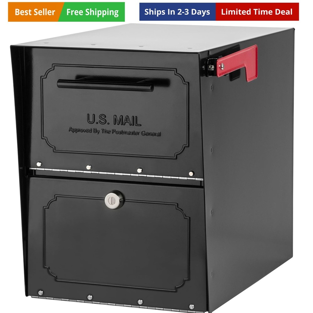 Oasis Classic Locking Post Mount Parcel Mailbox with High Security Reinforced...