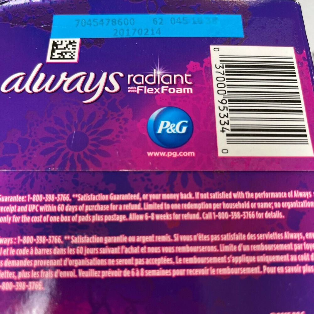 Always Radiant with FlexFoam Pads Regular Absorbency Light Clean Scent 15 Count
