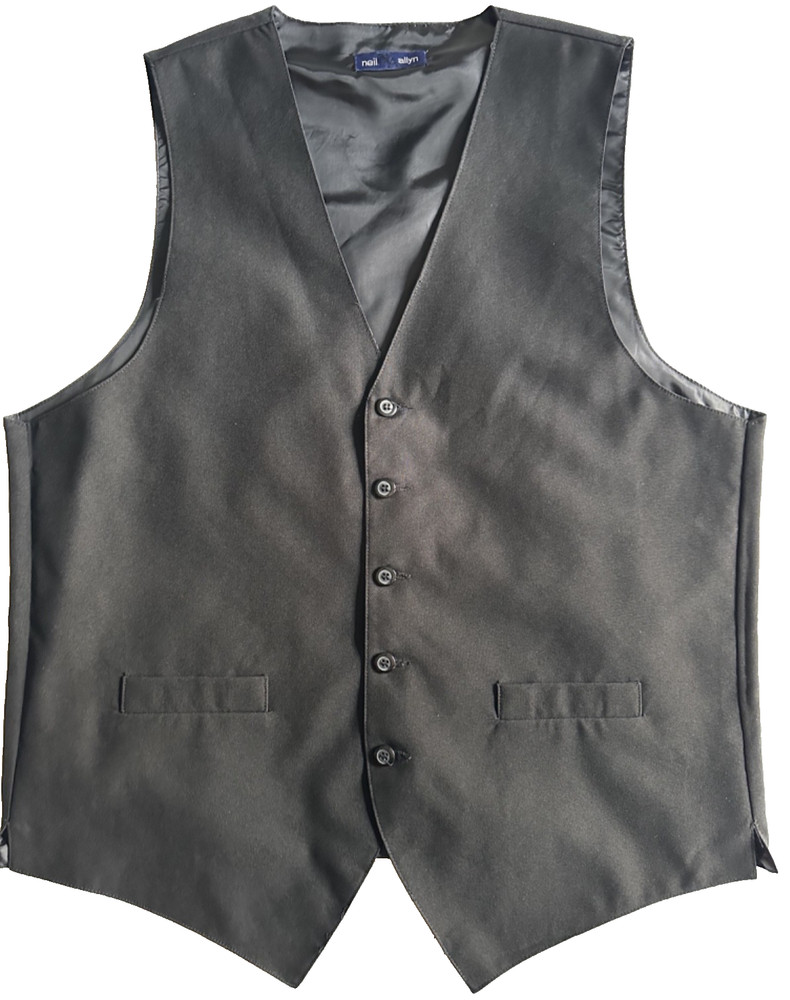 Black Vest Sz L Comfort Polyester 5-Button Full Back Fully Lined with Pockets