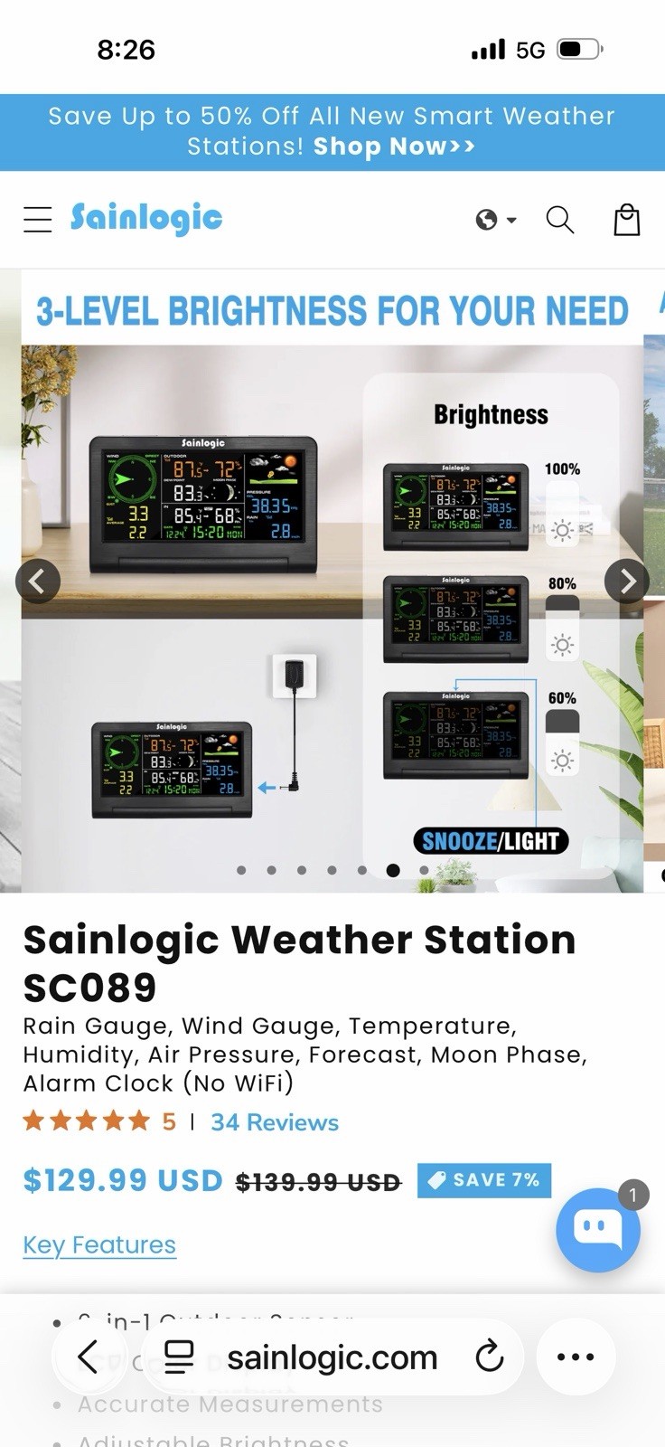 Sainlogic SC089 Wireless Weather Station New Open Box