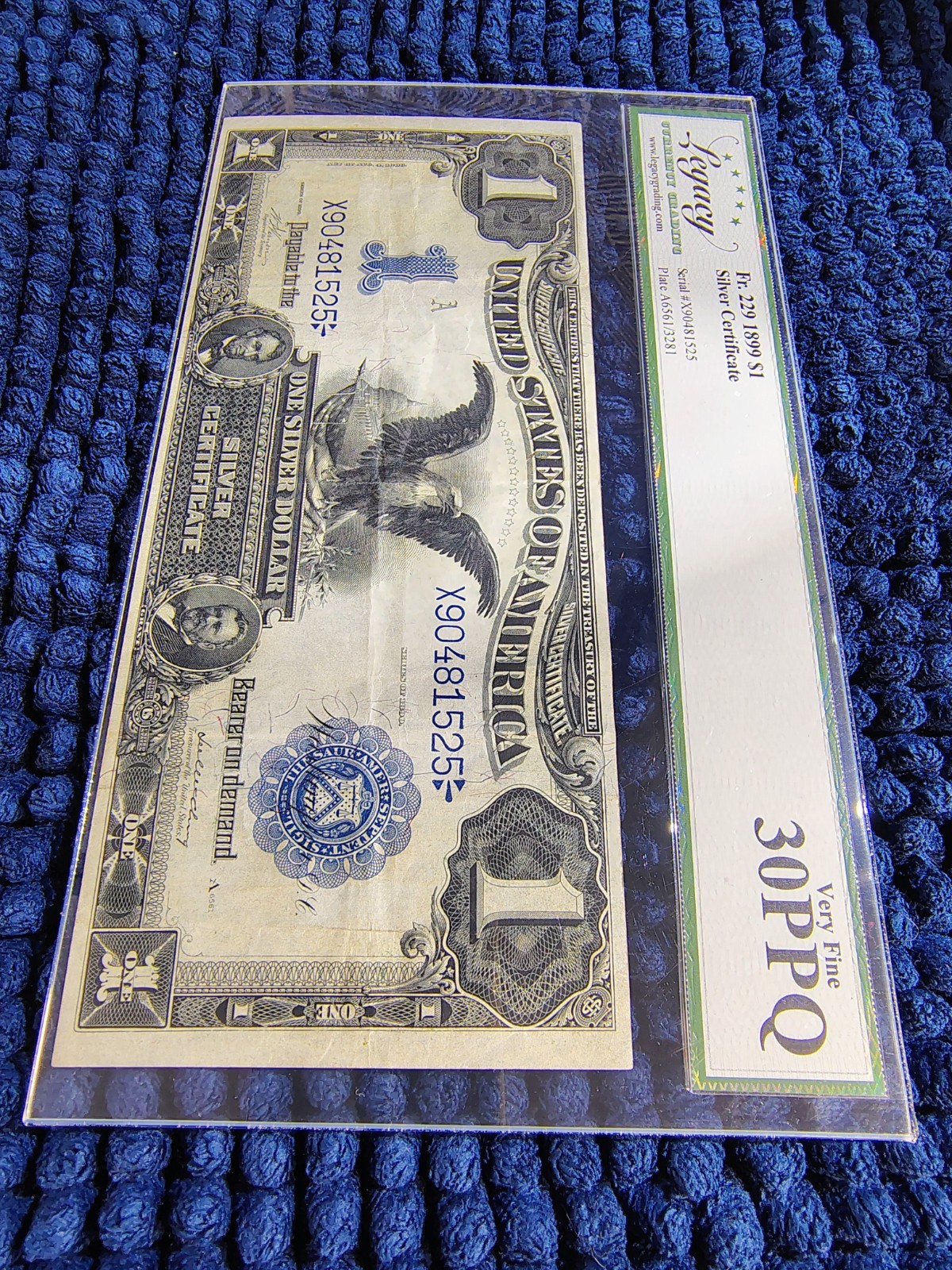 1899 Black Eagle $1 Silver Cert - Fr. 229 - Vernon & McClung - Legacy VF 30 PPQ