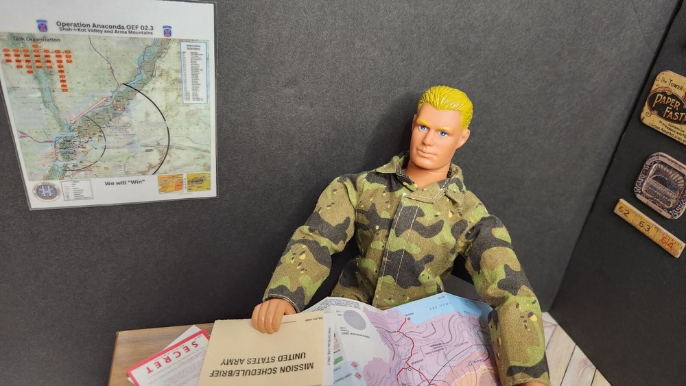 1/6 SCALE Mini US Army Brief for OEF Folders, Protractor, Maps, Envelope, & Docs