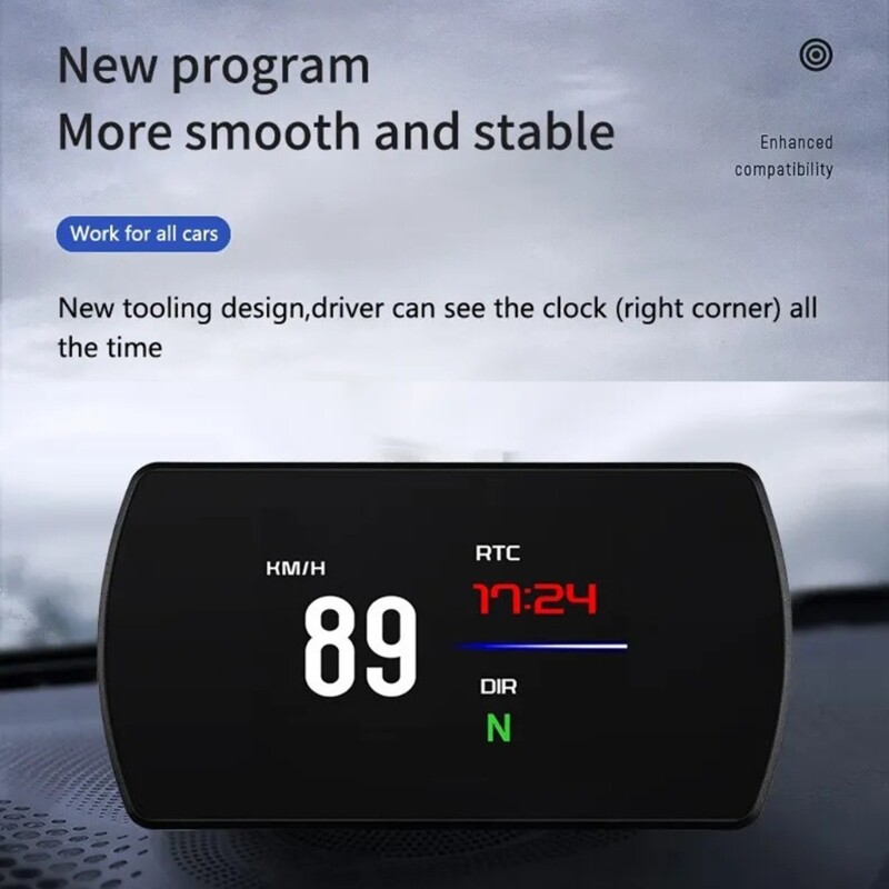 Car HUD Speedometer Security Alarm Digital Alarm Reminder Meter Electronics Tool