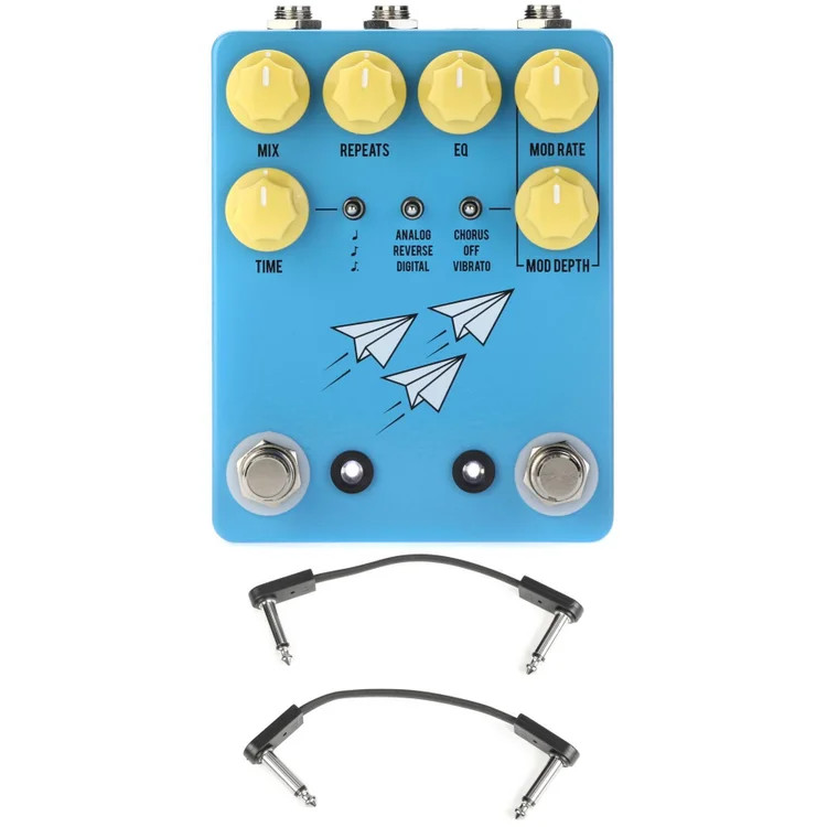 JHS Flight Delay Pedal with EBS Patch Cables - Blue