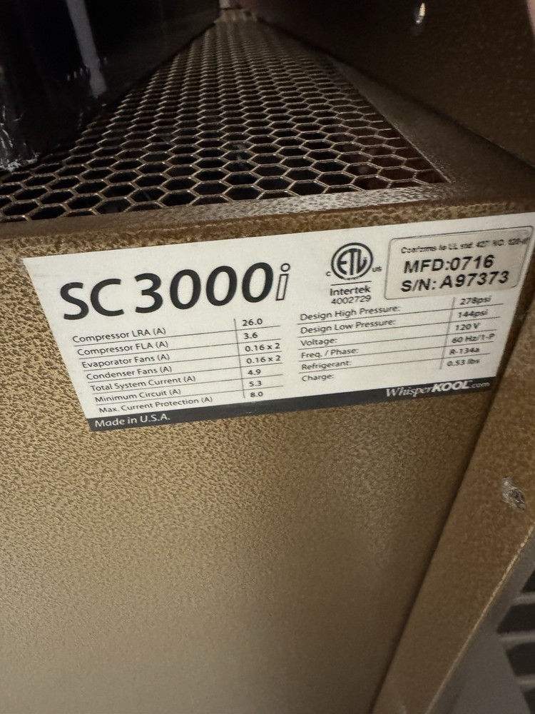 Whisperkool SC 3000i Wine Cellar Cooler System Refrigeration Unit Powers On-read