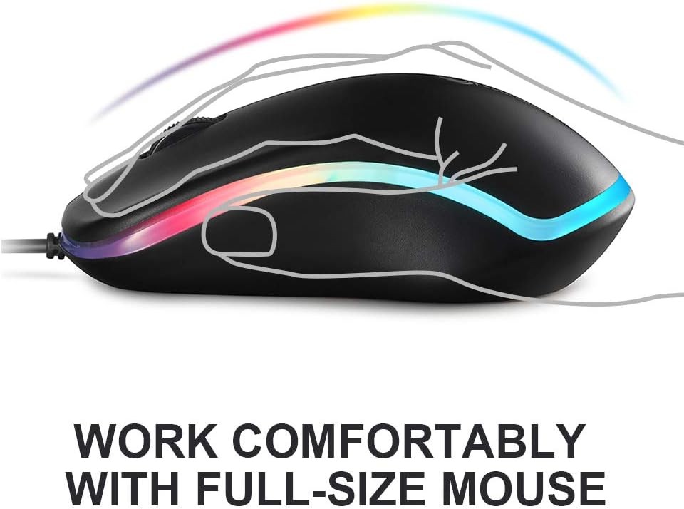 FC112 USB Optical Wired Computer Mouse with Easy Click for Office and Black