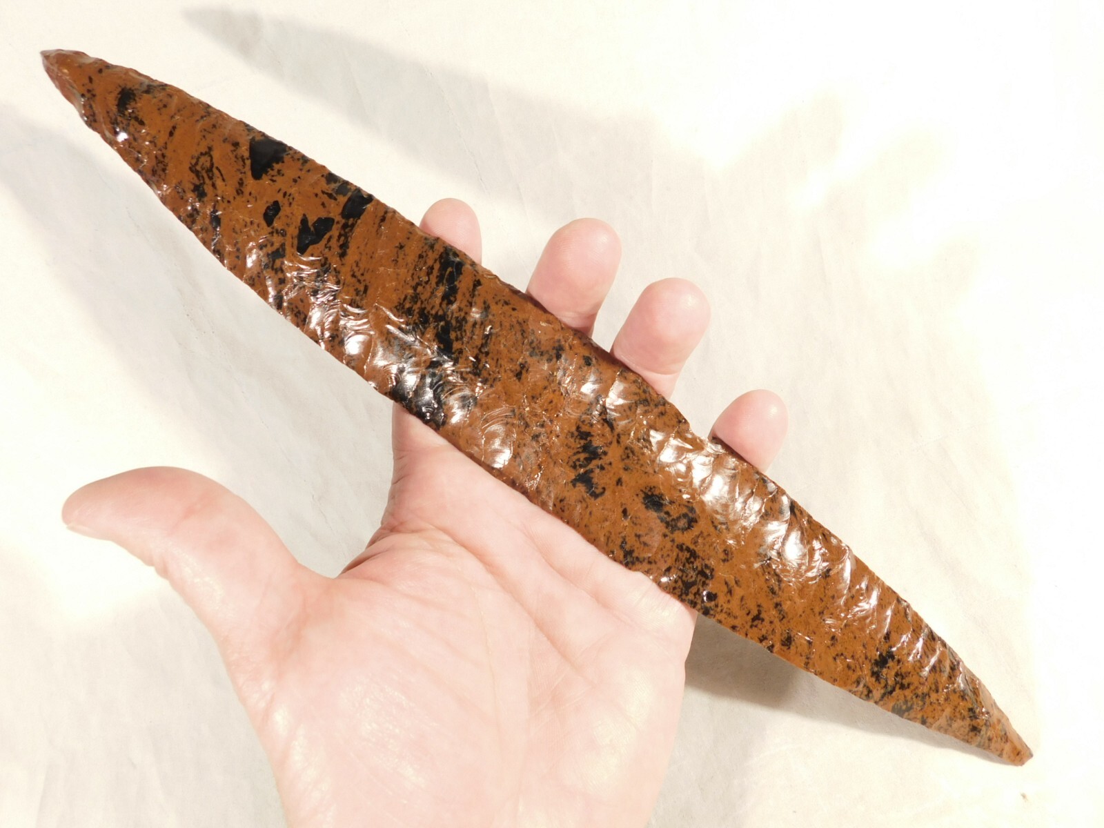 Huge! Ancient COLIMA Mahogany Obsidian Blade Knife or Spear Mexico 212gr