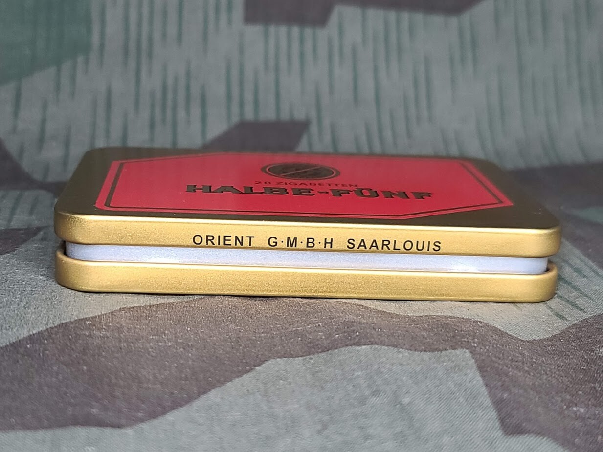 Reproduction WWII German Halbe Fünf Cigarette Tin Replica New Made Tobacciana