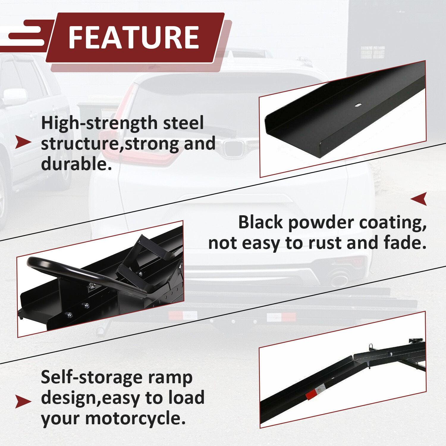 600 LBS Motorcycle Carrier Heavy Duty Dirt Bike Rack Hitch Mount Hauler w/ Ramp