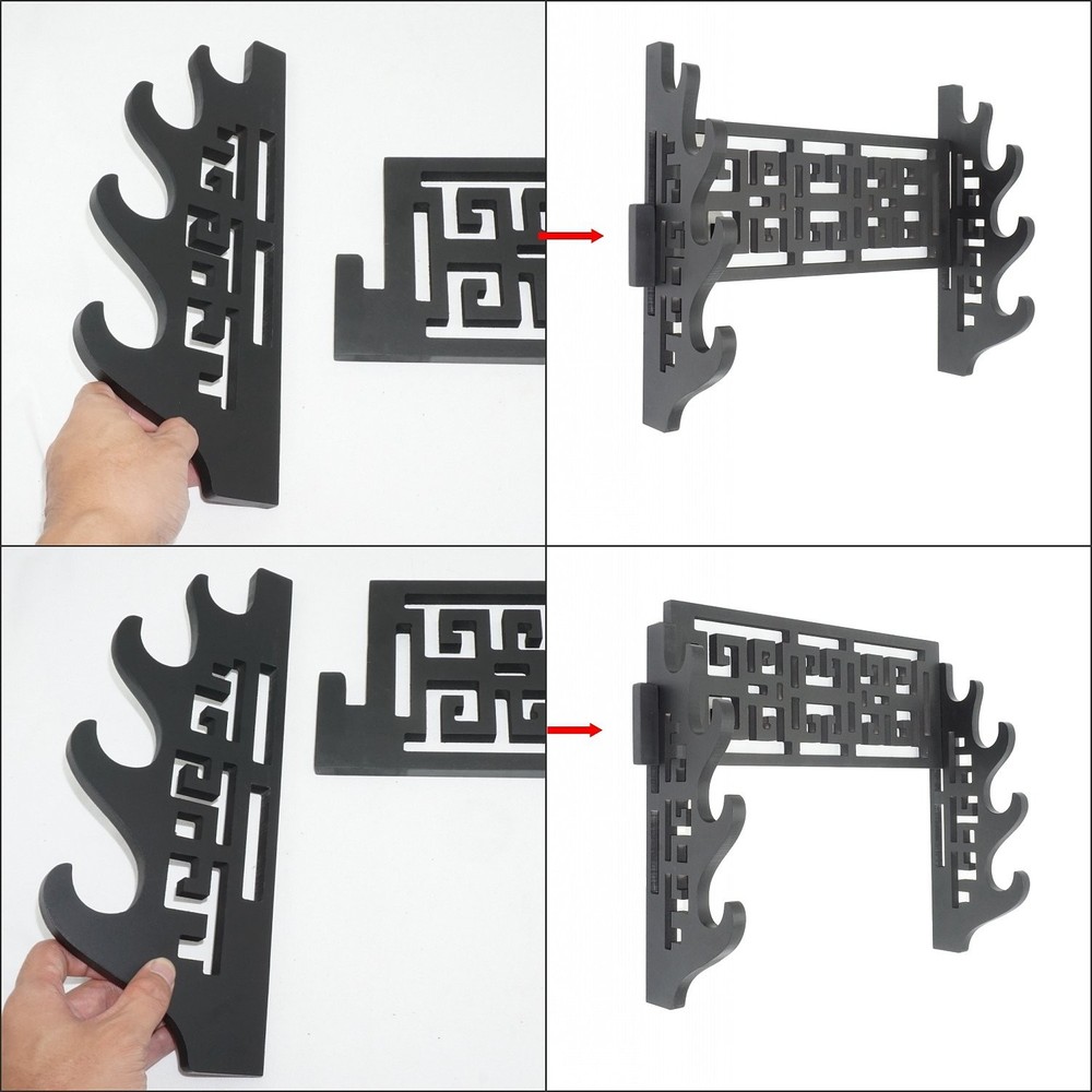 4 Tier Sword Holder Wall Mount Samurai Sword Display Stand Sword Bracket Hang...